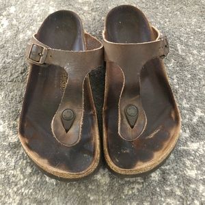 Birkenstock Gizeh brown leather womens 8.5